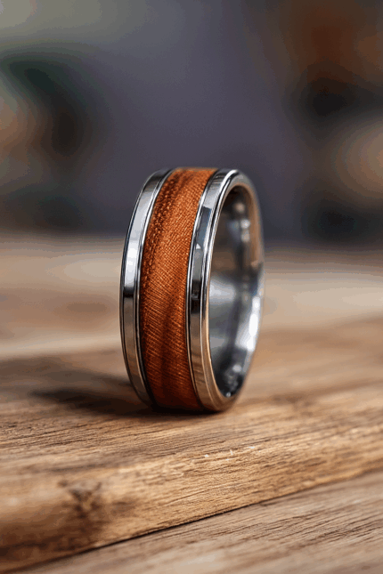 Prsten od hirurškog čelika i zebrano drveta