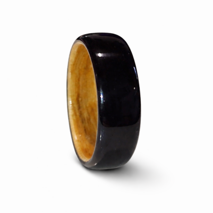 Luksuzni drveni prsten od crne ebanovine spolja i svetlog hrasta unutra – ručni rad