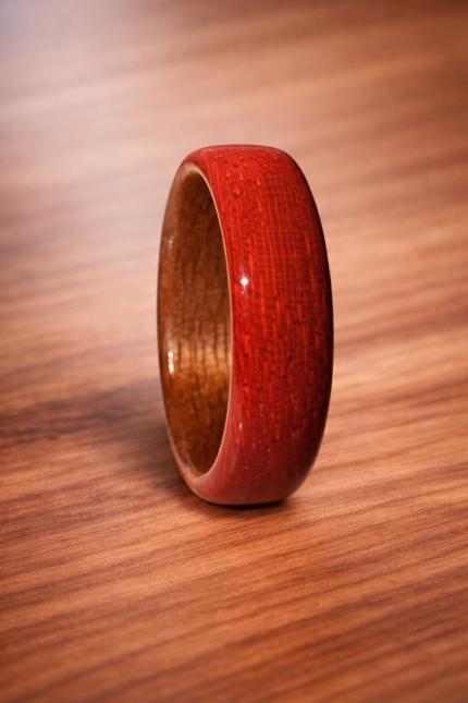 Fusion drveni prsten od crvenog ružinog drveta i oraha - unikatni rucni rad