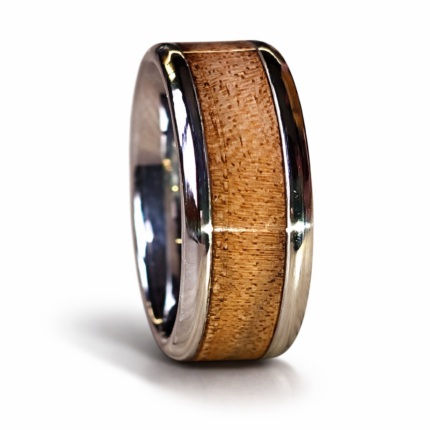 steel line prsten od oraha i čelika ručni rad