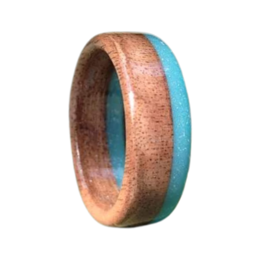 Bentwood prsten sa nebesko plavom epoxy smolom - Слика 2